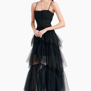 BCBGMAXAZARIA Sheer Tiered Ruffle Gown black size 6